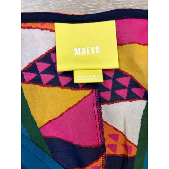 Maeve Anthropologie Dress 8 Colorful Puff Sleeve Boho Festival Art - Picture 5 of 8